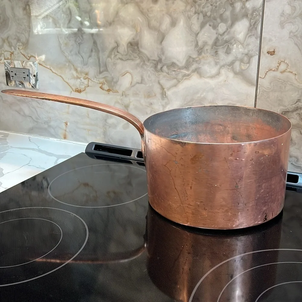 Large 5 Liter Antique French Copper Saucepan Pot